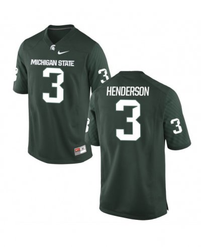 Men's Michigan State Spartans NCAA #3 Xavier Henderson Green Authentic Nike Stitched College Football Jersey PH32D17KT